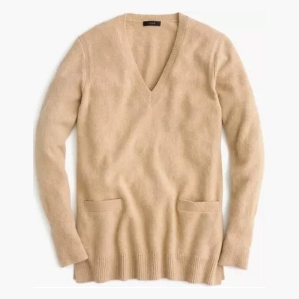 J. Crew | V-neck Front-Pocket Tunic Sweater in Supersoft Yarn, Size S